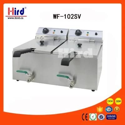 Electric Counter Deep Fryer (WF-102SV) Double Valves Two Tanks Ce Bakery Equipment BBQ ...