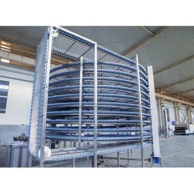 Spiral Forzen Buns Toast Bread Conveyor Belt Making Cooling Machine