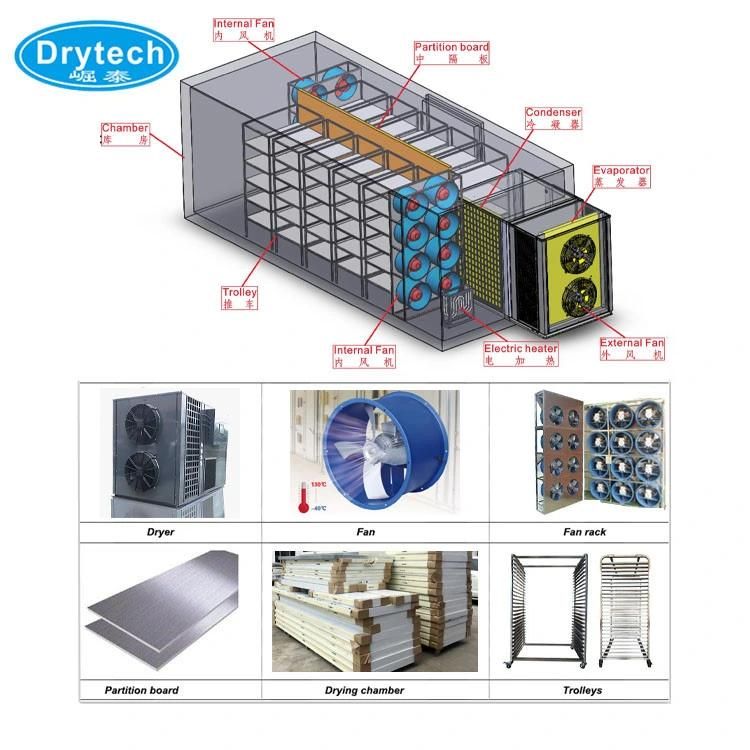 Stainless Steel Fruit Vegetable Mango Pineapple Anise Areca Nut Bean Bitter Gourd Bell Pepper Chicken Meat Chicken Meat Carrot Cabbage Cassava Heat Pump Dryer