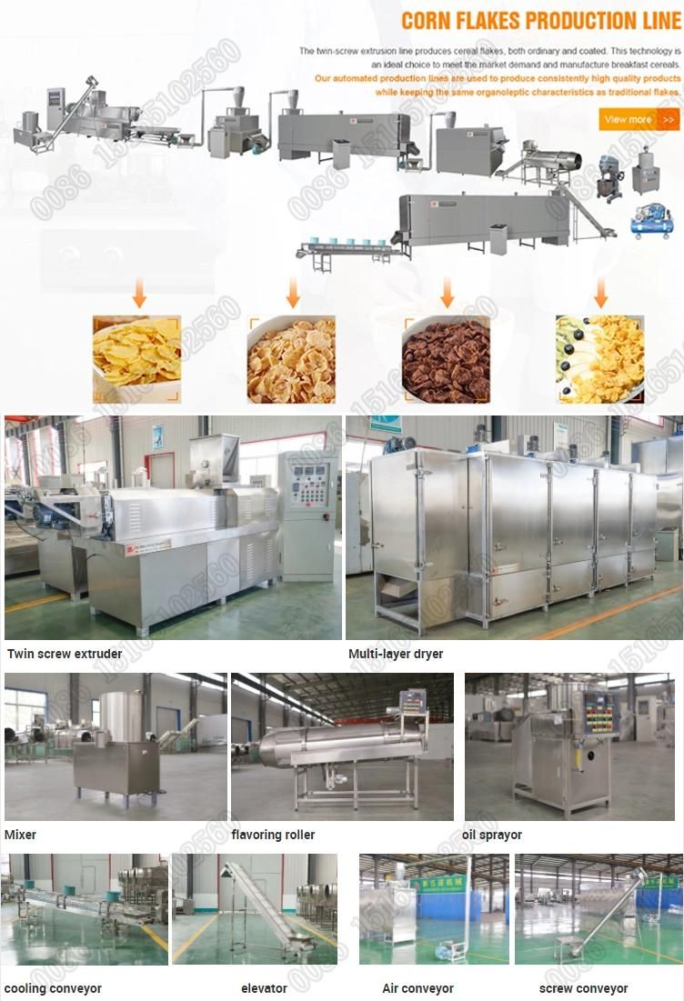 Breakfast Cereal Corn Flakes Production Line Double Screw Extruder Corn Flakes Making Machine