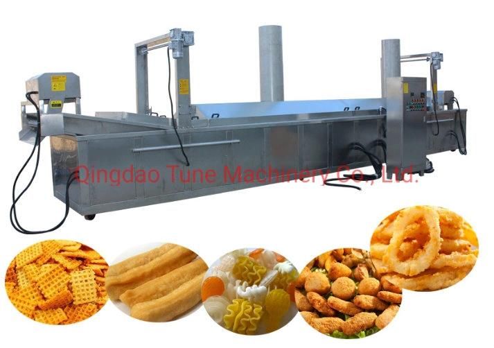 Continuous Automatic Gas Cassava Chips Chin Nuts Fish Belt Frying Oil Filtering Machine Potato Chips Fryer Machine Price