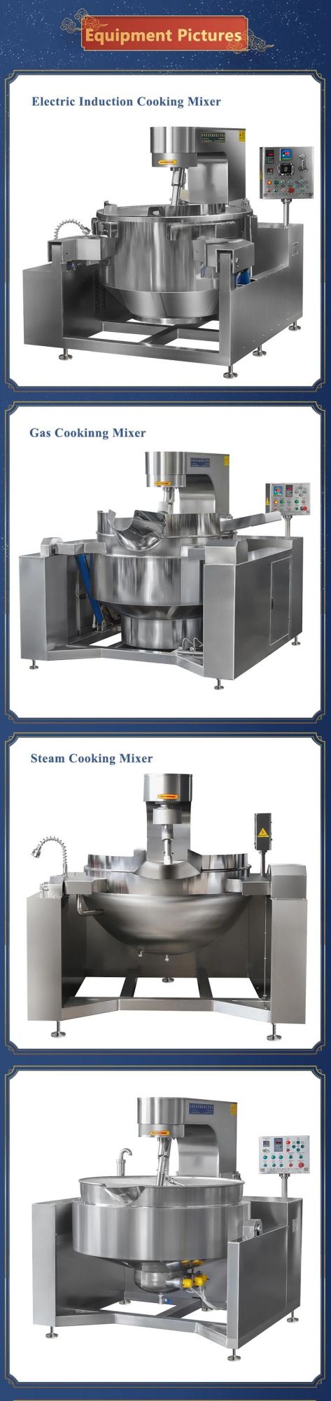 Industrial Automatic Dates Paste Sauce Gas Cooking Mixer Machine