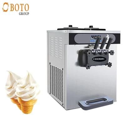 Desktop 3 Flavors Soft Ice Cream Machine with Big Hopper for Snake Shop