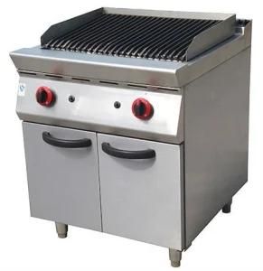 Commercial Restaurant Kitchen Cooking Equipment Gas Lava Rock Grill with Cabinet