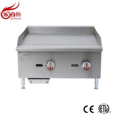 Kitchen Equipment Commercial 24 Inch Countertop Manual Control Gas Top Flat Burger Grill ...