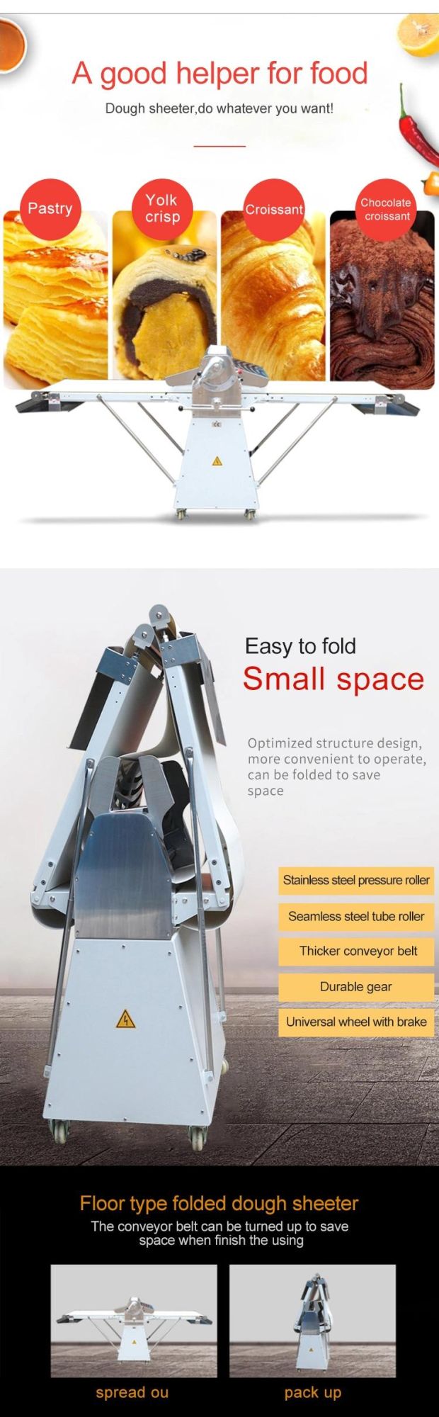 Stainless Steel Automatic Floor Type Dough Sheeter