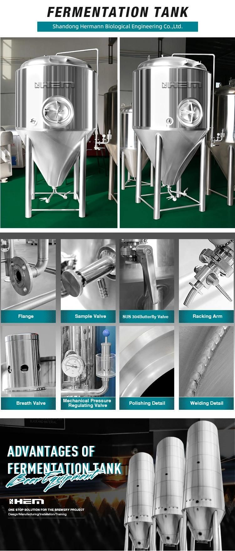3000L 2000L Dimple Jacket Wine Fermenter Bright Tank Brewery Beer Fermentation Tank