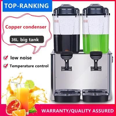 Double Tanks Beverage Drink Refrigerated Machine Cold Juice Cylinder Dispenser