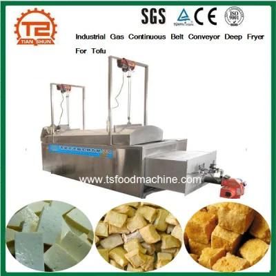 Industrial Gas Continuous Belt Conveyor Deep Fryer for Tofu
