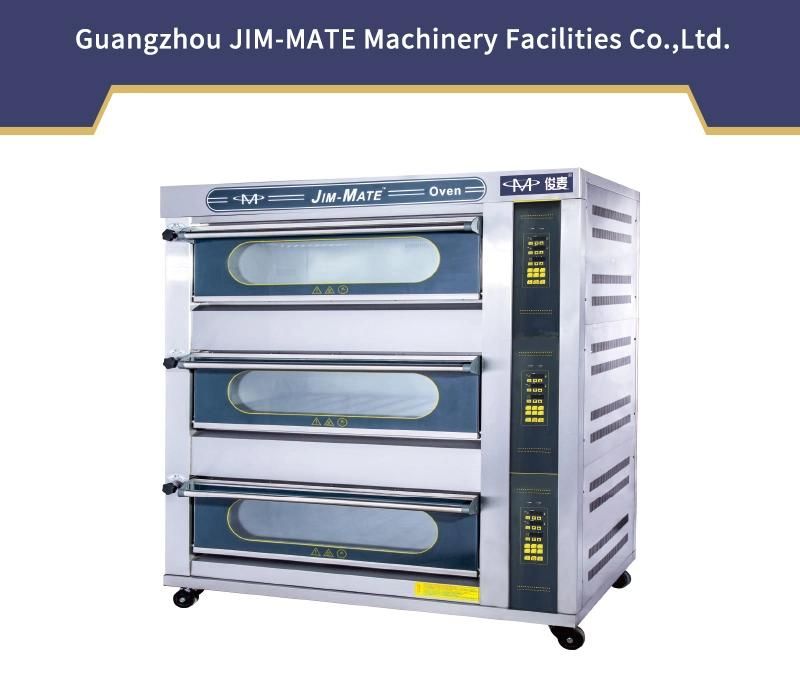 Baking Machine 3 Deck 9 Trays Commercial Intelligent Gas Deck Oven