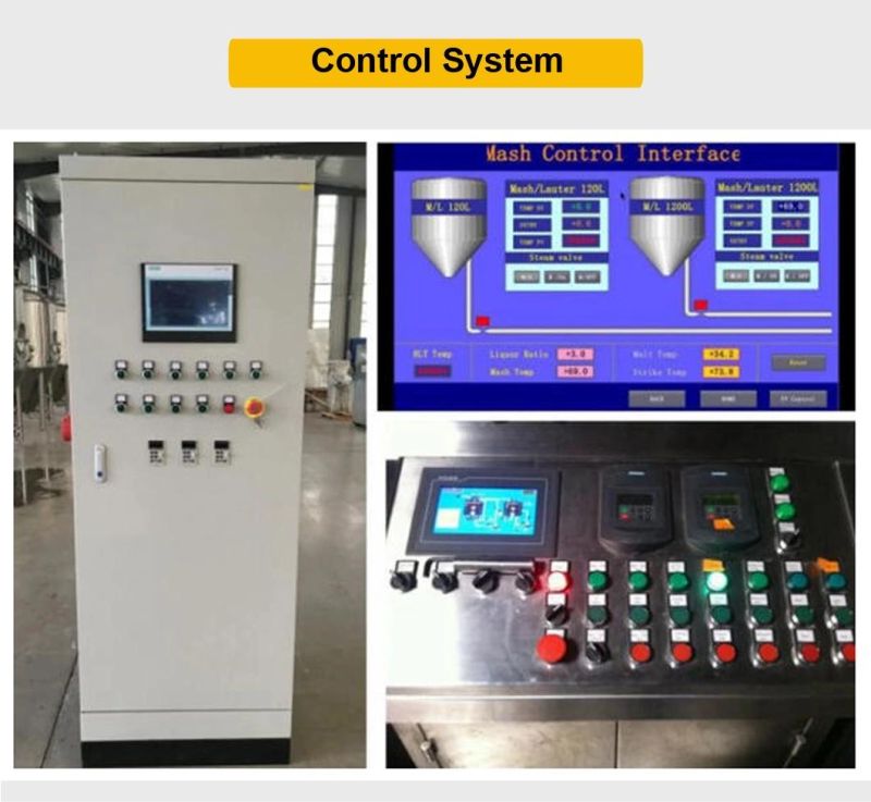 1000L 2000L SUS 304 / 316 Brewhouse with Touch Screen Control