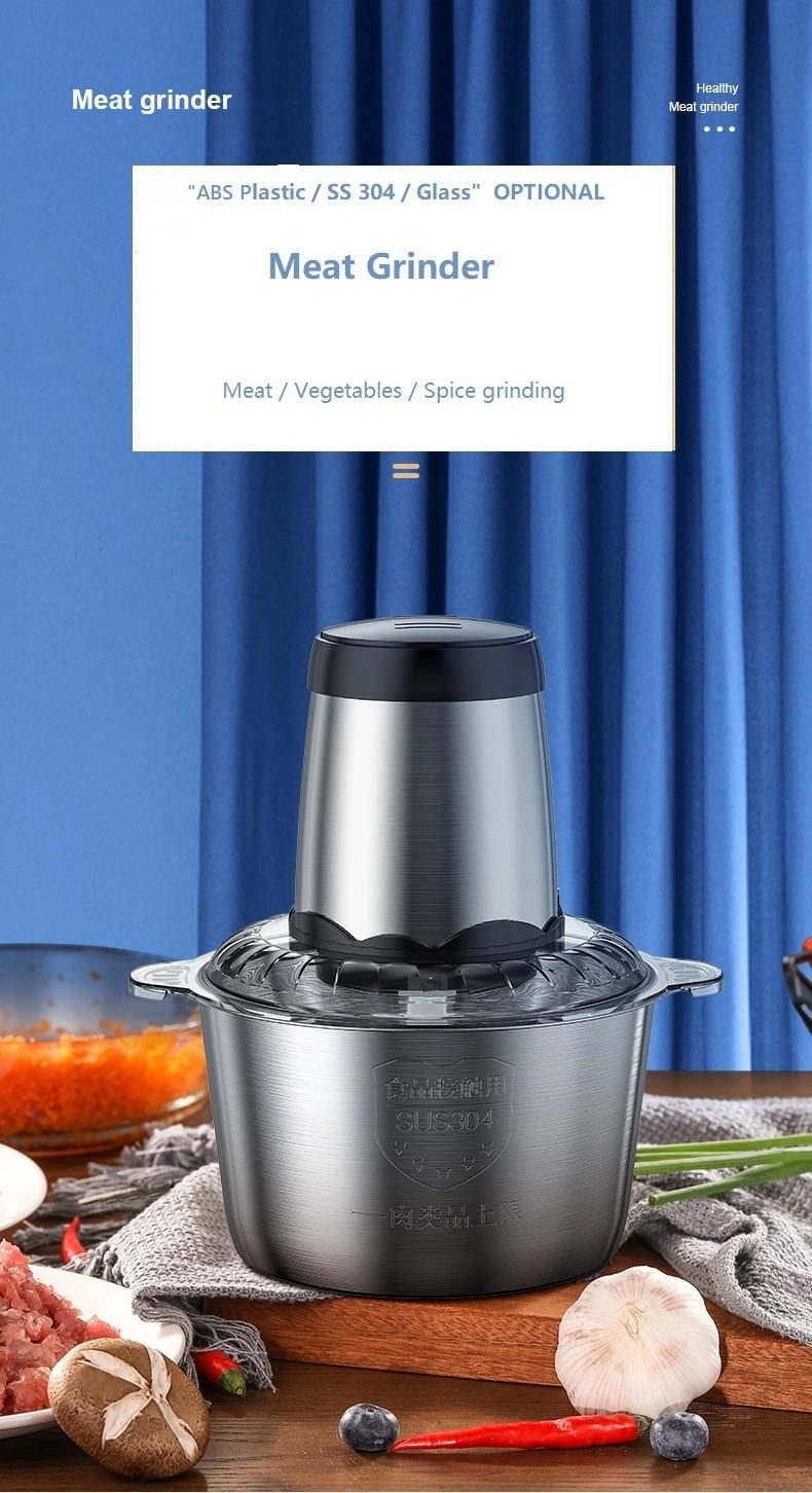 2L/3L Electric Meat Grinder 2 Speeds Stainless Steel Electric Chopper Automatic Mincing Machine Quiet Food Processor