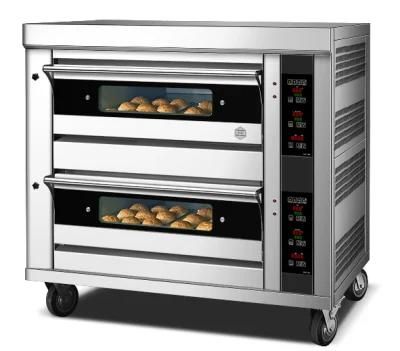 Manufacturer Commercial Two Layer Six Tray Stainless Steel Gas Steam Oven