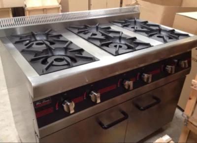 Commercial Kitchen Equipment Stainless Steel 6 Burner Kitchen Gas Range Cookware