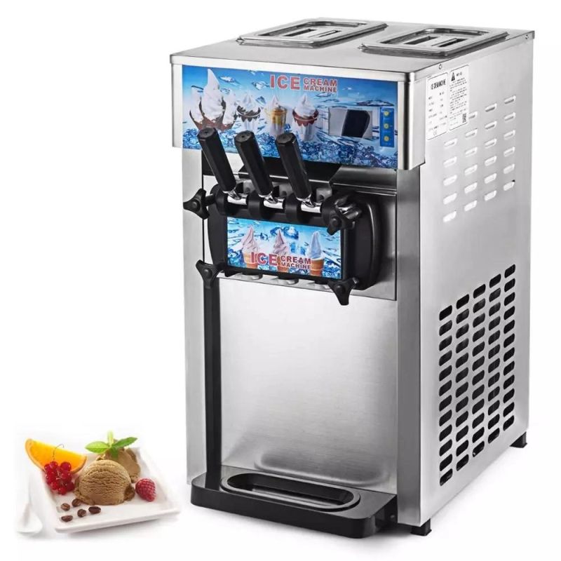 High Quality Stainless Steel Three Flavor Soft Serve Ice Cream Machine