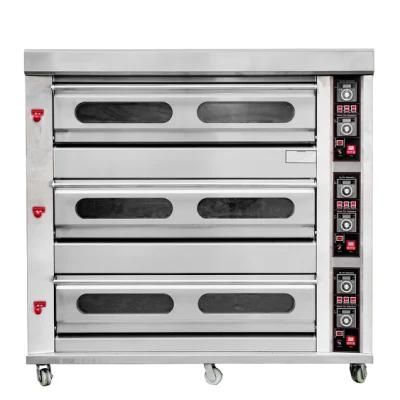 Baking Equipment 3 Deck 9 Trays Gas Pizza Oven for Restaurant