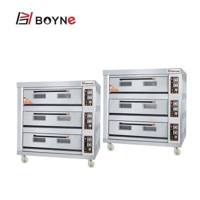 Stainless Steel Bakery Machine Three Deck Nine Trays Gas Baking Oven