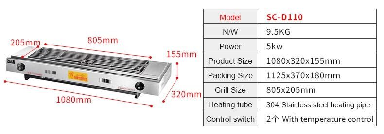 Commercial Double-Head Stainless Steel Electric BBQ Grill with Temperature Control Knob