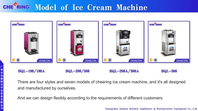 Stainless Steel Commercial Precooling Air Pump Soft Ice Cream Machine with CE