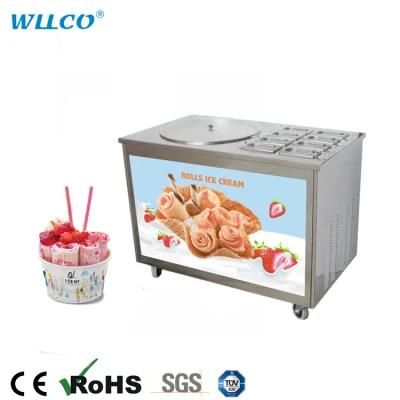 Commercial Thai Gelato Soft Fried Ice Cream Roll Machine Ice Cream Making Machine