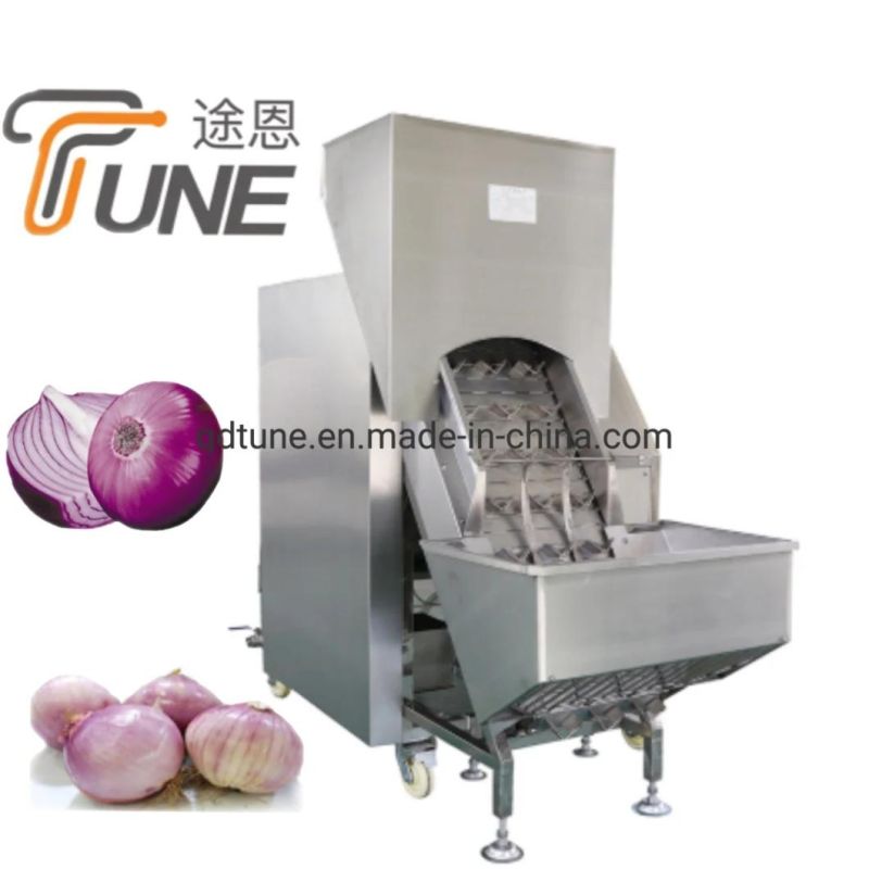 Best Selling Three Belts Onion Peeling Machine Root Cutting Machine