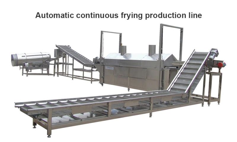 High Efficiency Industrial Automatic Continuous Fryer Continuous Frying Line Quick Heating Automatic Fryer for Sale