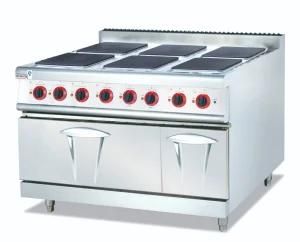 Restaurant Kitchen Electric Cooking Range with 4 Hot Plates and Oven