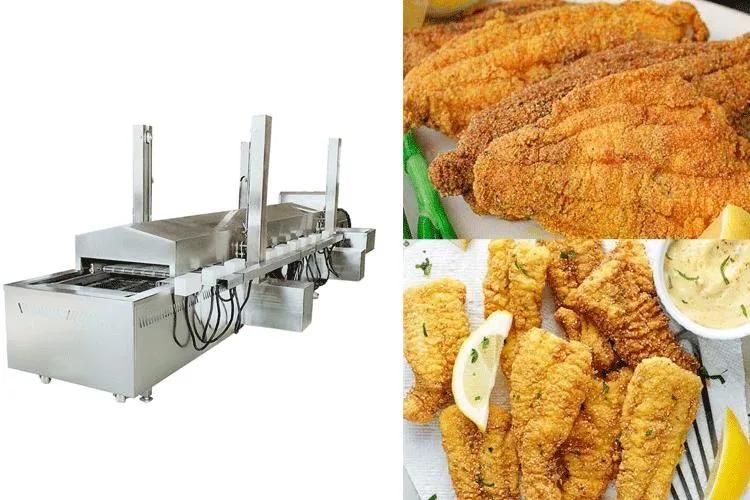 Automatic Food Frying Machine Breaded Fish Fillets Conveyor Continuous Fryer