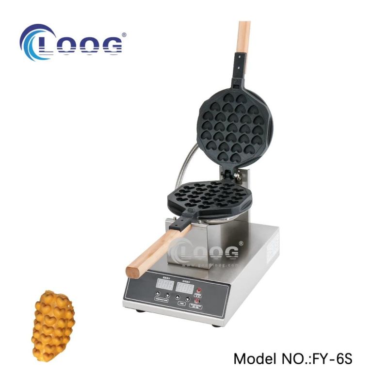 Wholesale Supplier Durable Stainless Steel Hong Kong Flip Waffle Egg Bread Baker Digital Rotating Belgian Bubble Waffle Maker for Food Street Snack Machine