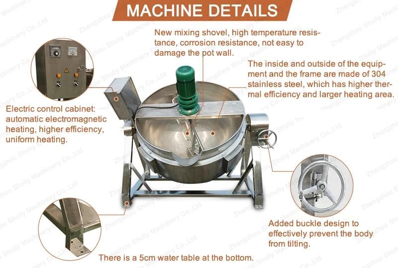 Industrial Tiltable Cooking Pot Jacketed Kettle with Agitator