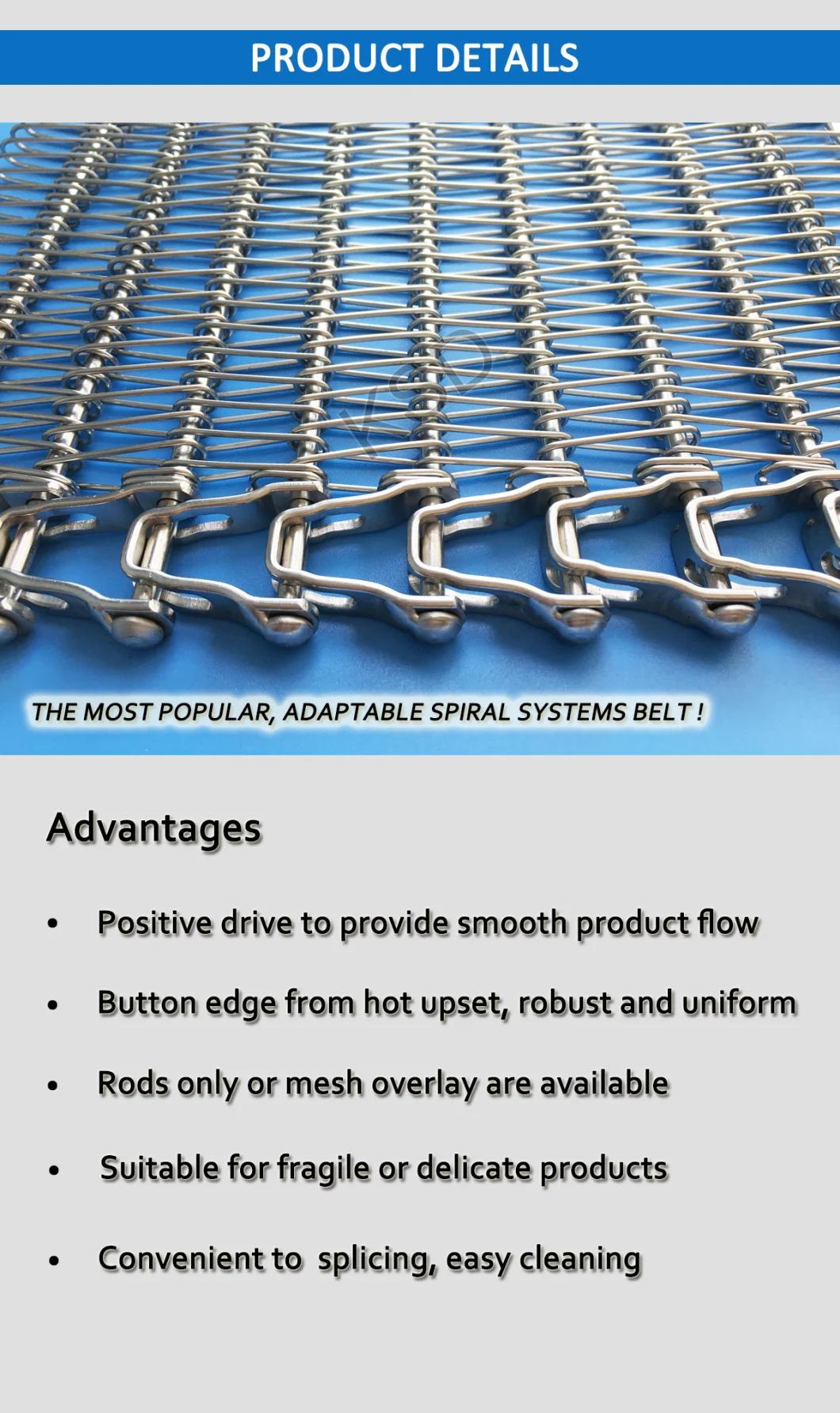 Food Industrial Spiral Conveyor Belt, Pizza Mesh Belt, Biscuit Oven Metal Conveyor Belt