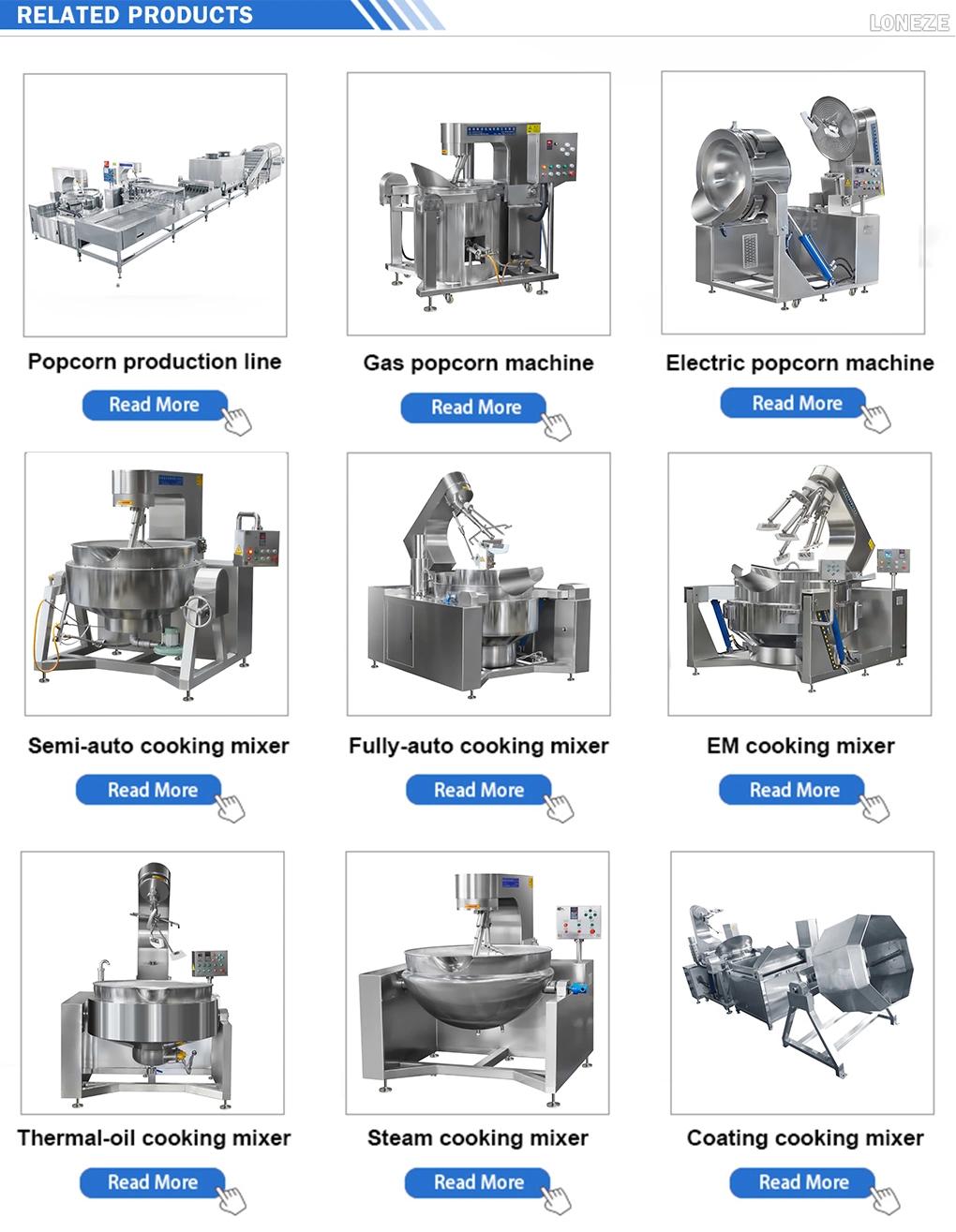 China Fully Automatic Industrial Commercial Large Chocolate / Salty Flavoring Spherical Mushroom Stainless Steel Gas Type Heating Popcorn Making Machine Price