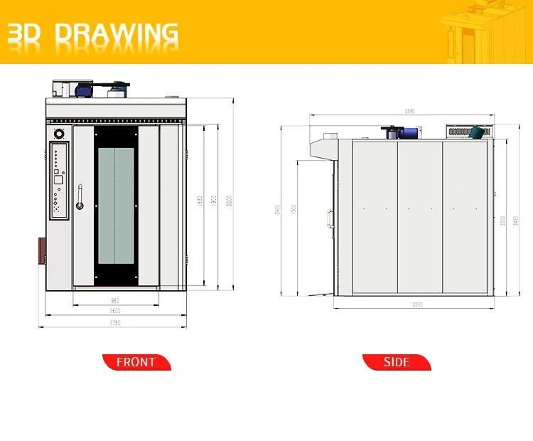 Industrial Bakery Equipment 2-Trolley 64-Tray Gas Rotary Oven/Rotary Convection Oven