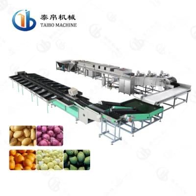 Air Bubble Fruit Vegetable Washing Waxing Weight Sorting Line with CE Certification