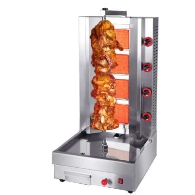 LPG Gas Vertical Shawarma BBQ Grill Two Infrared Burners Gas Doner Kebab Maker Stainless ...