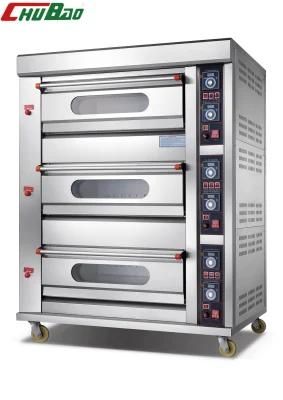 Commercial Restaurant Kitchen 3 Deck 6 Trays Gas Oven for Baking Machine Bakery Machinery ...