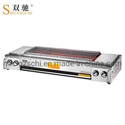 Smokeless Stainless Steel Commercial Gas BBQ Grill Wide Size with Fan