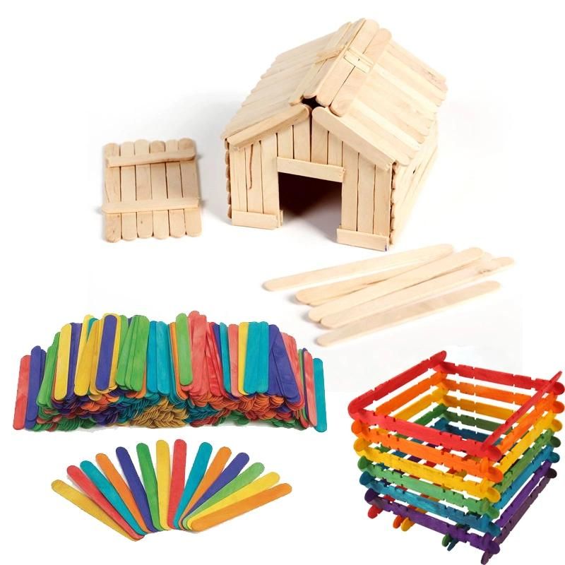 50PCS Ice Cream Popsicle Sticks Craft Handmade DIY Toy Strip Material Kindergarten Nursery School Teaching Materials