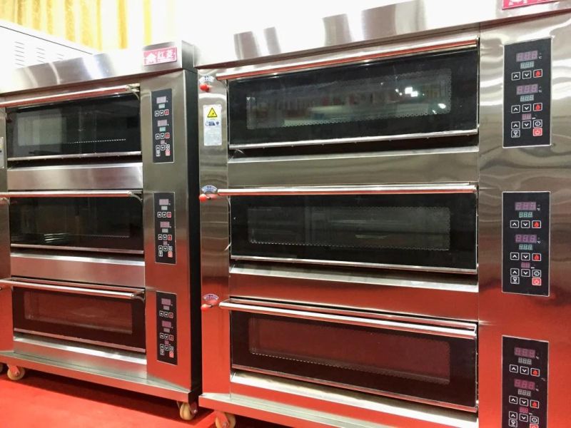 Steel Stainless 3 Deck 6 Tray Electric Oven (Large Glass With Door Glue)