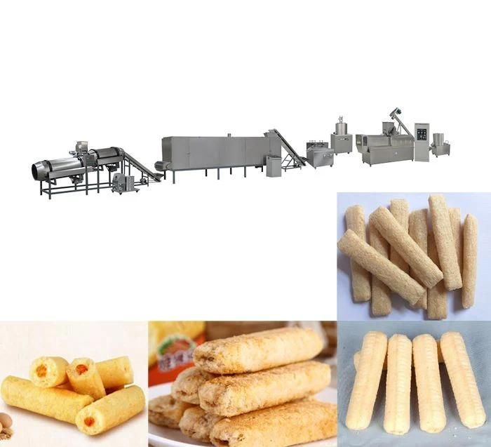 Puffed Core Filling Cheetos Kurkure Pet Food Corn Flakes Bread Crumbs Baby Powder Pasta Nutritional Rice Tvp Potato Chips Processing Line