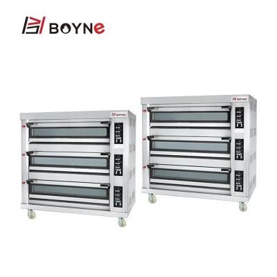 Stainless Steel Gas Three Deck Six Trays Bread Machine Baking Oven