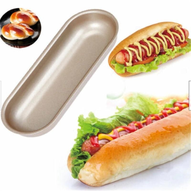 Bakerdream Hot Dog Bun Pan Hotdog Bread Mold Non Stick Bakeware 7 Inch Oval Hot Dog Mould Pack of 2 (7" Oval 2PCS)