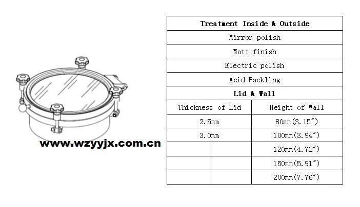 Stainless Steel Manway with Glass Cover