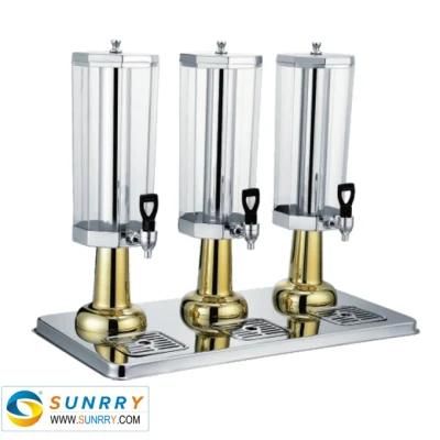 Water Hot Drinking Glass Beverage Dispenser Stand with Triple Tap