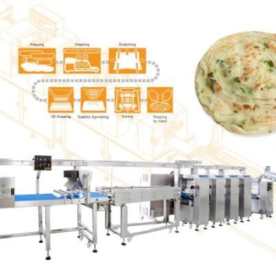 Automatic Lacha Onion Layered Paratha Making Machine Full Production Line with Canai ...