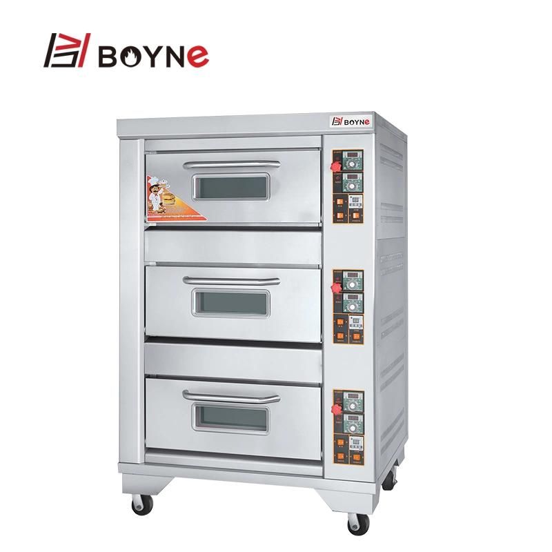 Commercial Quality High Temperature Three Deck Three Tray Gas Baking Oven