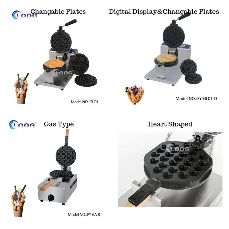 Electric Kitchen Appliance Classic Egg Waffle Machines Commercial Bubble Waffle Maker with Stainless Steel Body