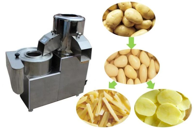 Potato Peeler Cutting Slice French Fries Washing and Peeling Machine