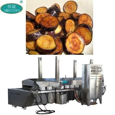 Industrial Electric Conveyor Belt Aubergine Eggplant Deep Fryer
