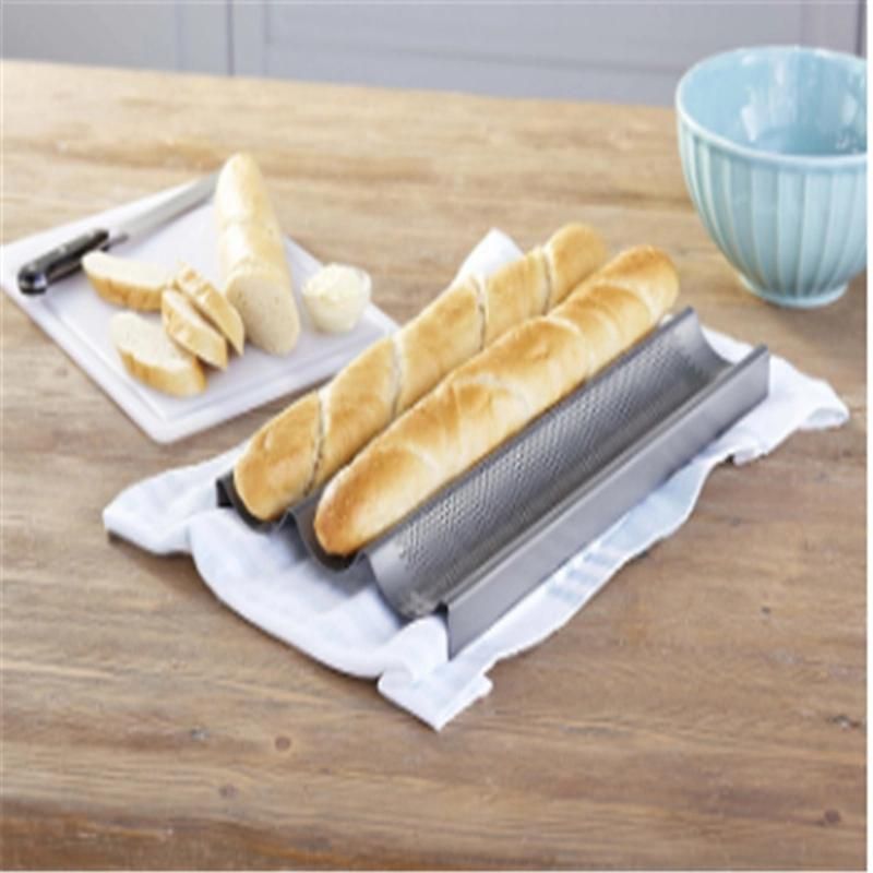 Nonstick Perforated Baguette Pan 15" X 13" for Bread Baking 4 Wave Loaves Loaf Bake Mold Toast Cooking Waves Steel Tray